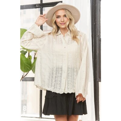 Adora Lace and Cotton Long Sleeve Blouse