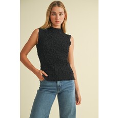 Mustard Seed Mustard Seed Mock Neck Wrinkled Sweater Top