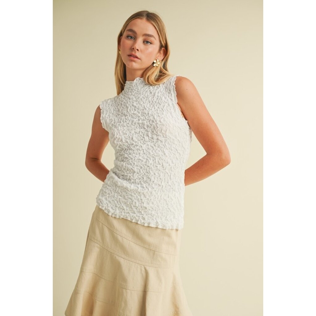 Mustard Seed Mustard Seed Mock Neck Wrinkled Sweater Top