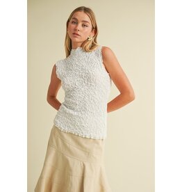 Mustard Seed Mock Neck Wrinkled Sweater Top