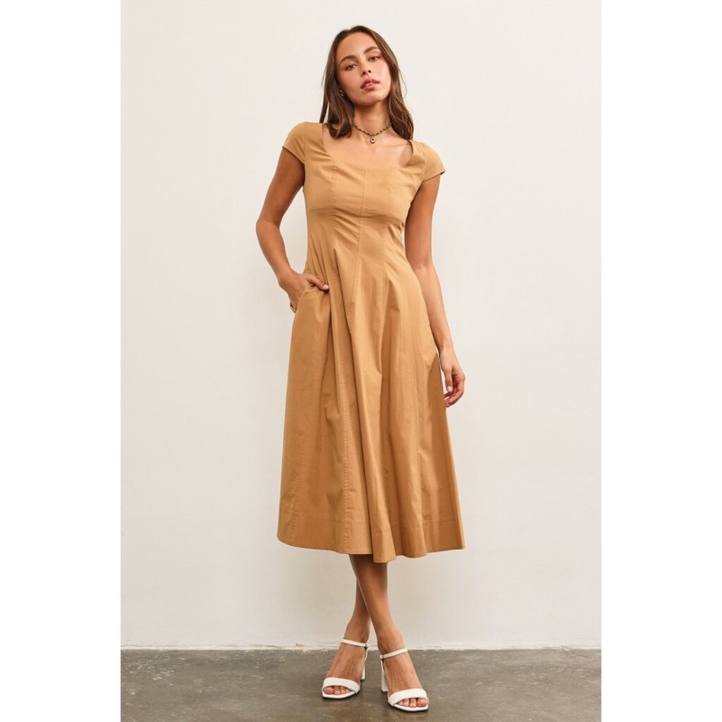 Mustard Seed Mustard Seed Square Neck Cap Sleeve A Line Dress