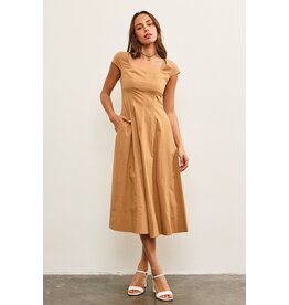 Mustard Seed Square Neck Cap Sleeve A Line Dress