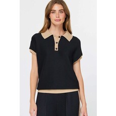 Current Air Current Air Polo Dolman Sleeve Pleated Top