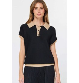 Current Air Polo Dolman Sleeve Pleated Top