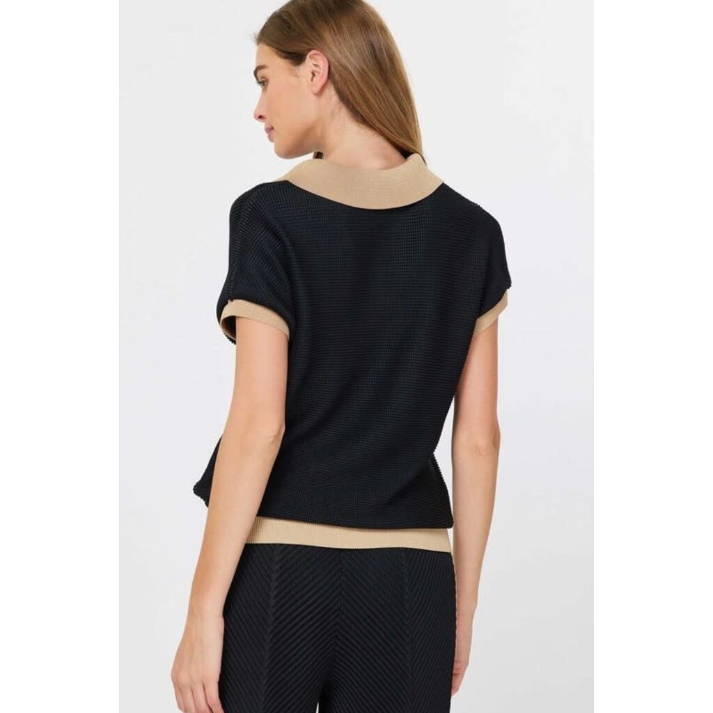 Current Air Current Air Polo Dolman Sleeve Pleated Top