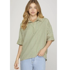 She + Sky Oversized Stripe Top
