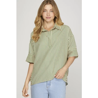 She + Sky Oversized Stripe Top