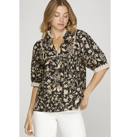 She + Sky Short Sleeve Printed Top