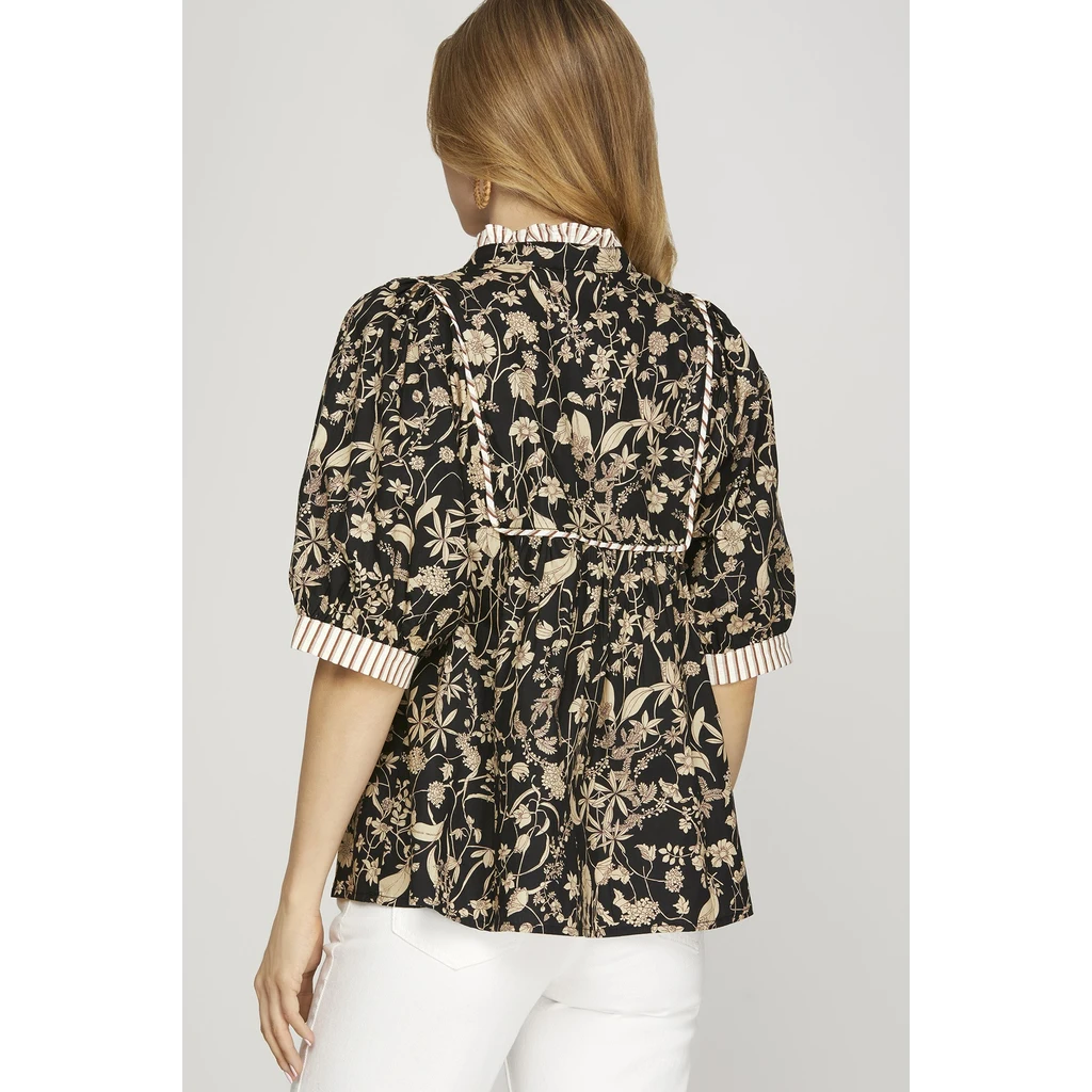 She + Sky She + Sky Short Sleeve Printed Top