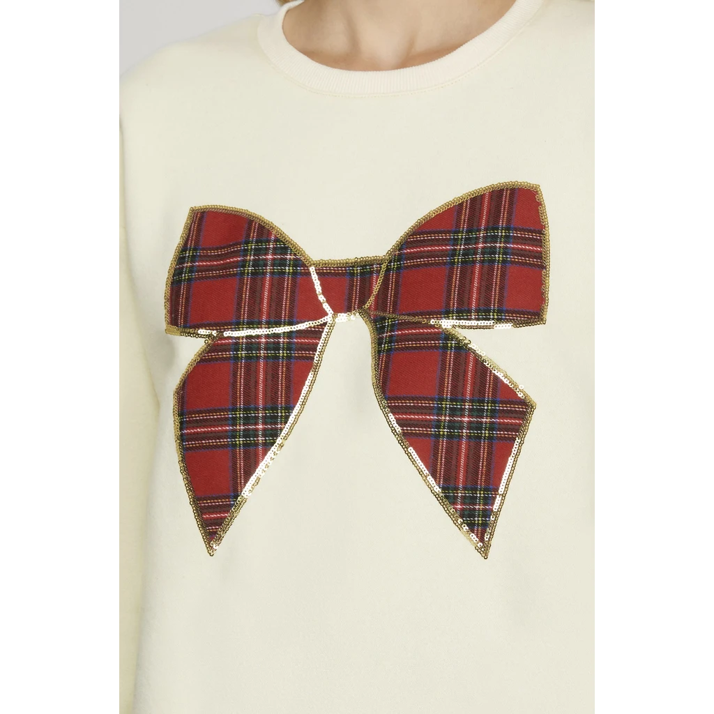 She + Sky She + Sky Christmas Plaid Bow Knit Top