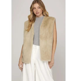 She + Sky Faux Fur Oversized Vest
