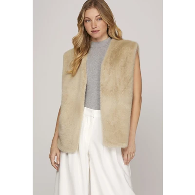 She + Sky Faux Fur Oversized Vest