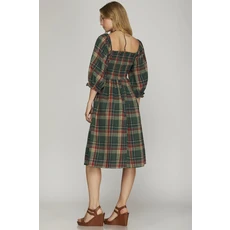 She + Sky She + Sky Checker Woven Midi Dress with Pockets