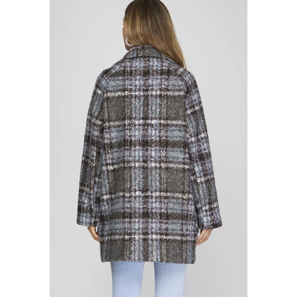 She + Sky She + Sky Double Breasted Plaid Coat Jacket