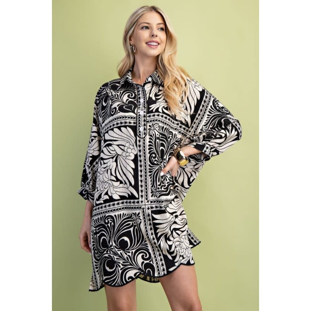 Gigio Gigio Marbled Bandanna Print Shirt Dress