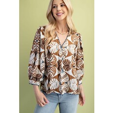Gigio Gigio Printed V Neck Blouse