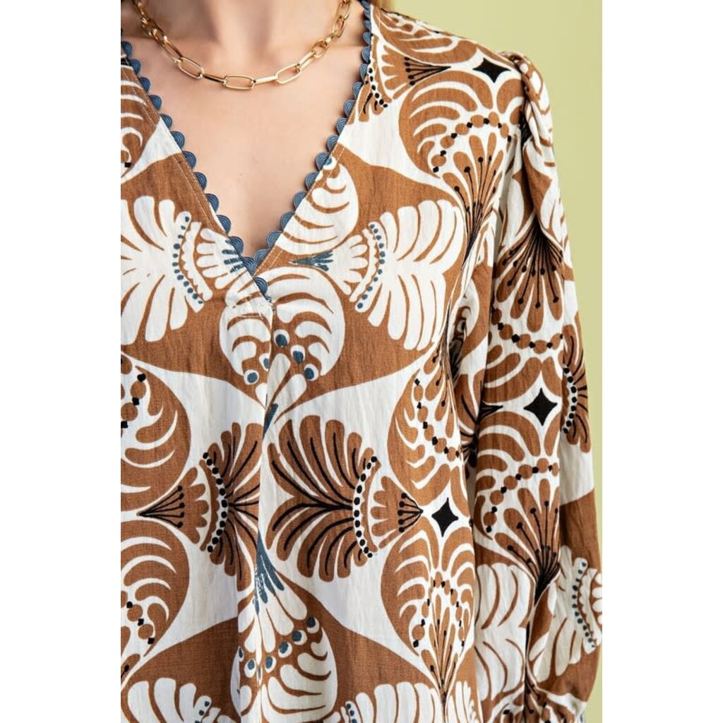 Gigio Gigio Printed V Neck Blouse