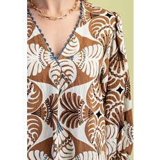 Gigio Gigio Printed V Neck Blouse