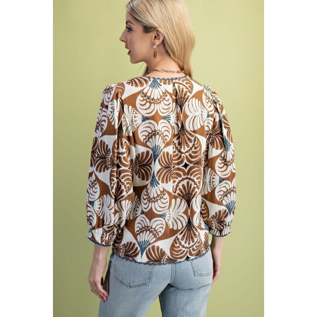 Gigio Gigio Printed V Neck Blouse
