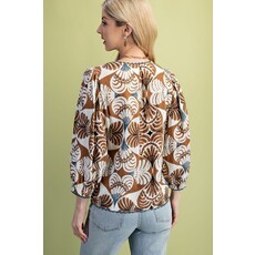 Gigio Gigio Printed V Neck Blouse