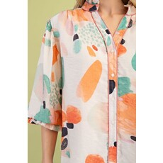 Gigio Gigio Printed Blouse with Gathered Balloon Sleeves