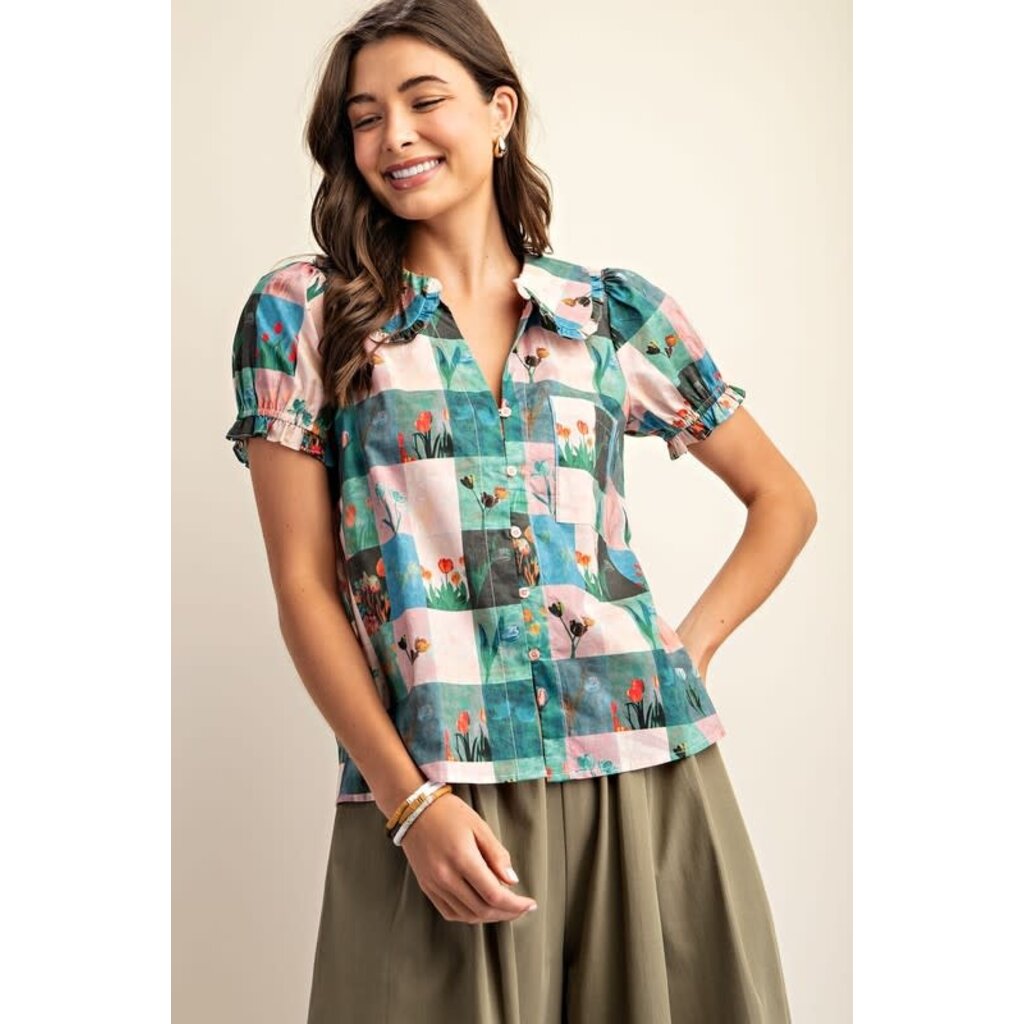 Gigio Gigio Printed Peter Pan Collar Shirt