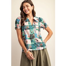Gigio Gigio Printed Peter Pan Collar Shirt