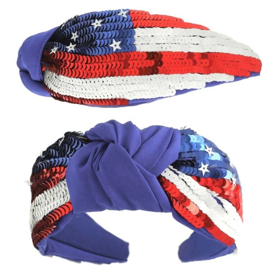Something Special Something Special Patriotic Tricolor Sequin Top Knotted Headband