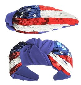 Something Special Patriotic Tricolor Sequin Top Knotted Headband