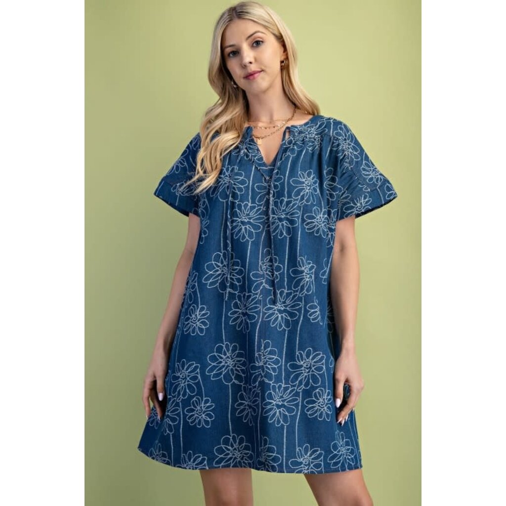 Gigio Gigio Floral Denim Mini Dress