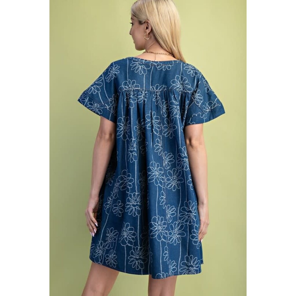 Gigio Gigio Floral Denim Mini Dress
