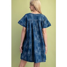 Gigio Gigio Floral Denim Mini Dress