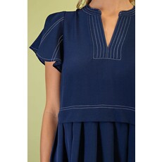 Gigio Gigio Soft Pleated Flutter Sleeve Dress