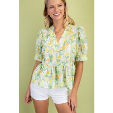Gigio Gigio Floral Short Sleeve Blouse