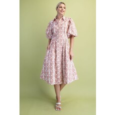Gigio Gigio Balloon Sleeve Midi Shirt Dress