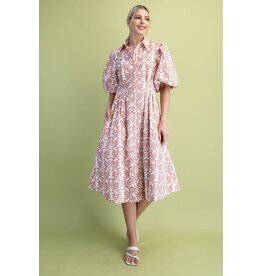 Gigio Balloon Sleeve Midi Shirt Dress