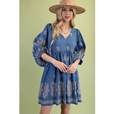 Gigio Gigio Paisley Embroidered Mini Dress