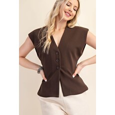 Glam Glam V Neck Fitted Waist Vest Top