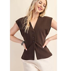 Glam V Neck Fitted Waist Vest Top