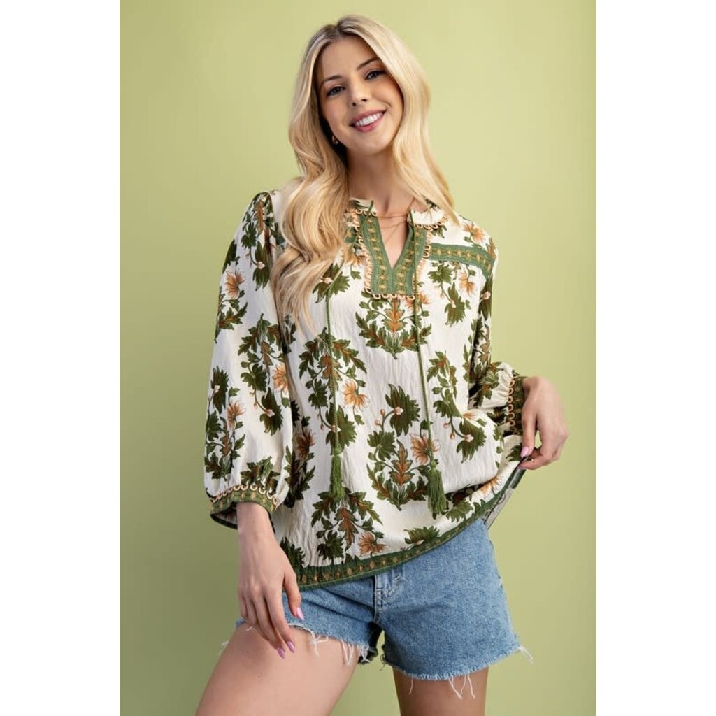 Gigio Gigio Floral Fall Print 3/4 Sleeve Blouse
