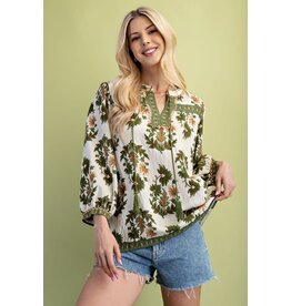 Gigio Floral Fall Print 3/4 Sleeve Blouse
