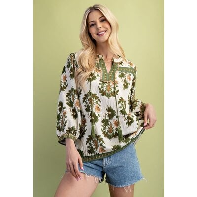 Gigio Floral Fall Print 3/4 Sleeve Blouse