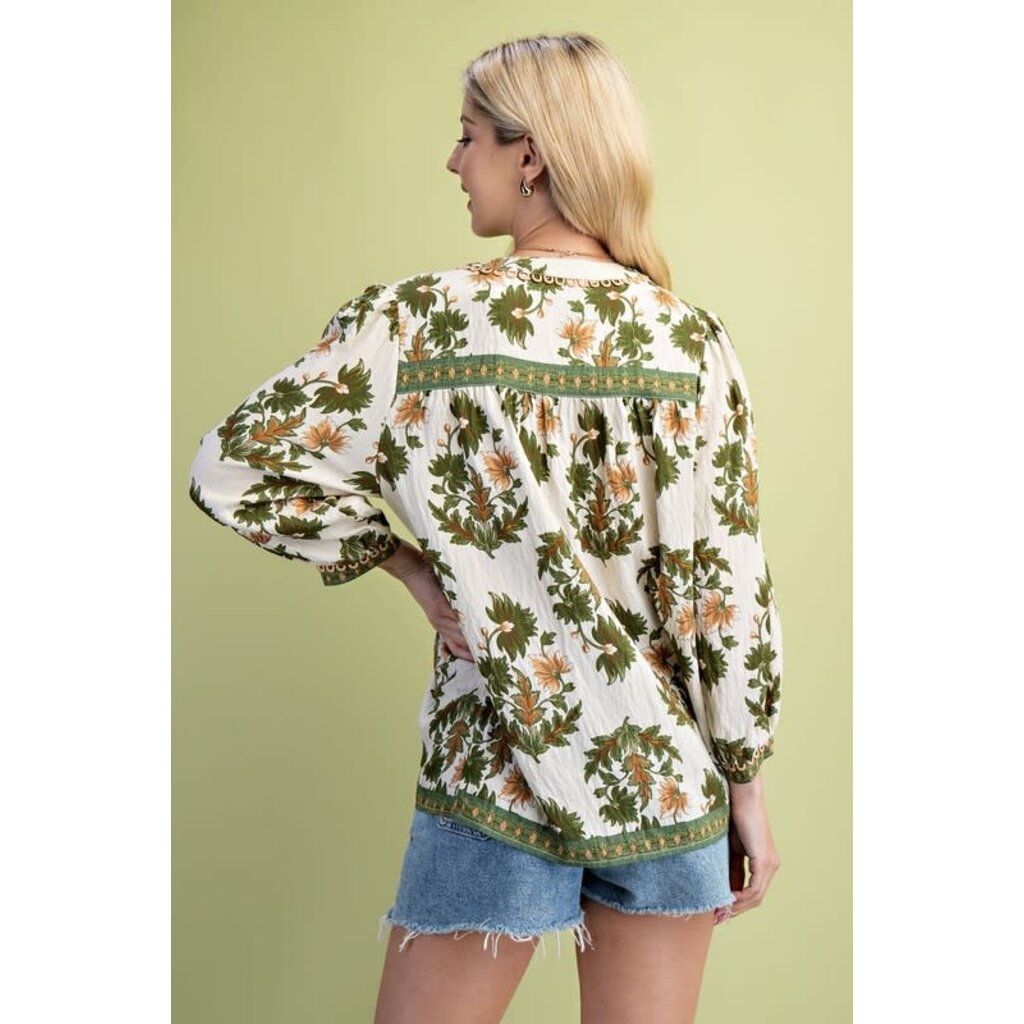 Gigio Gigio Floral Fall Print 3/4 Sleeve Blouse