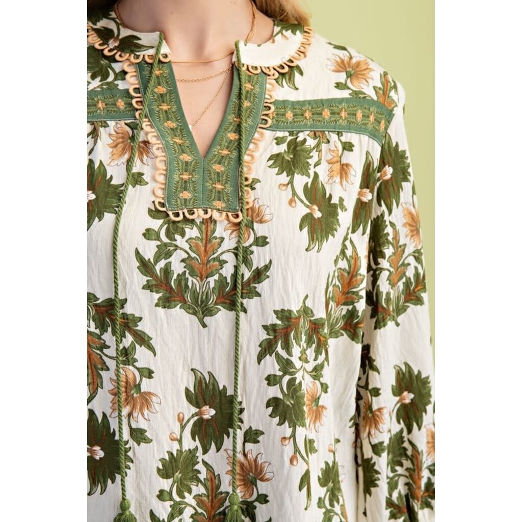 Herlipto♡Garden Floralprint RibbonBlouse Her lip to