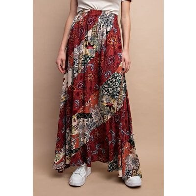 Gigio Mixed Print Maxi Skirt