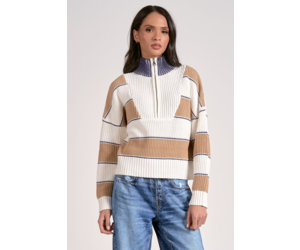 Elan Striped 1/4 Zip Sweater SWS11476 - Bootery Boutique