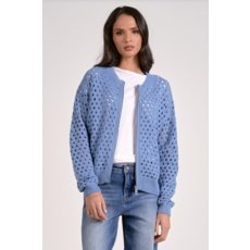 Elan Elan Crochet Zip Up Sweater