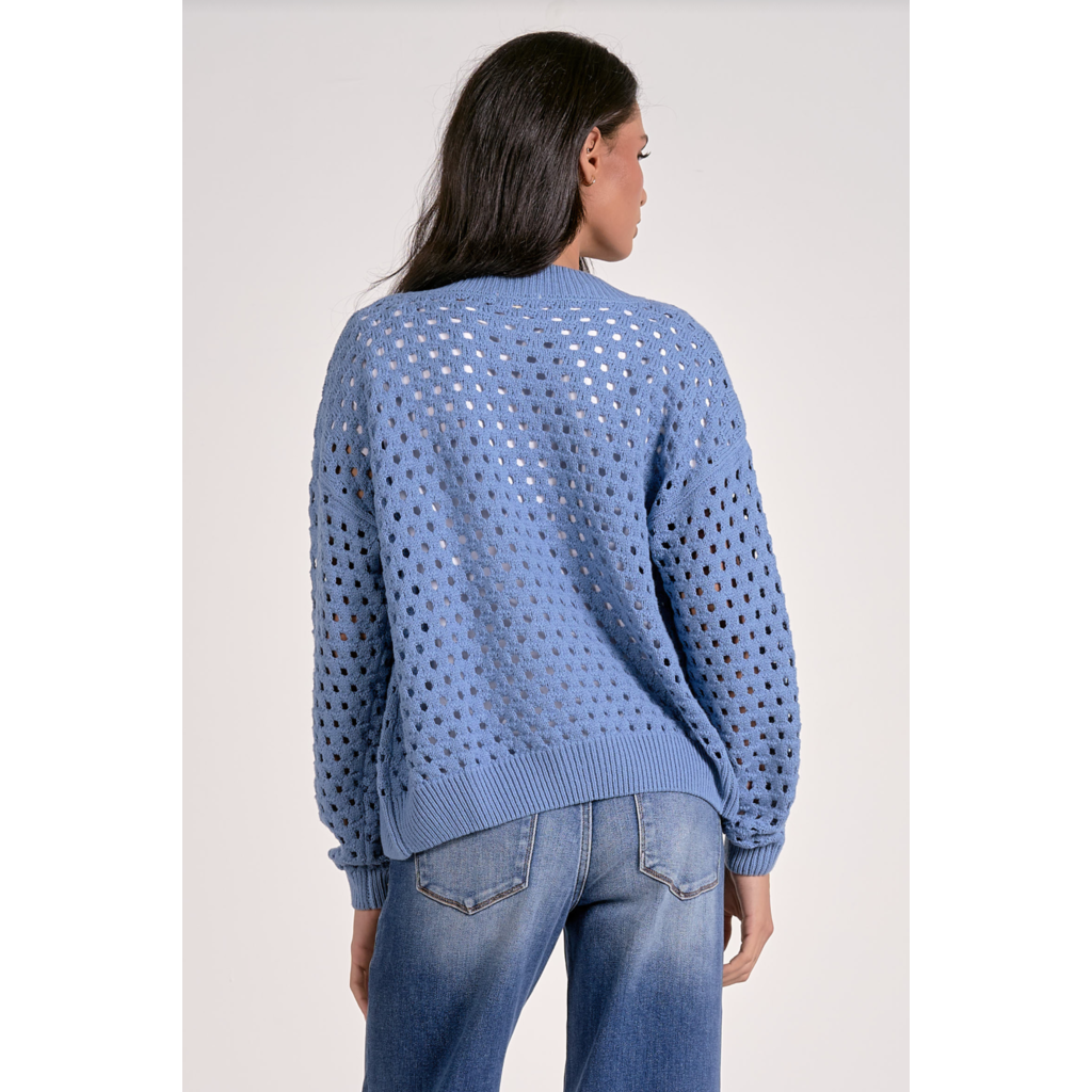 Elan Elan Crochet Zip Up Sweater