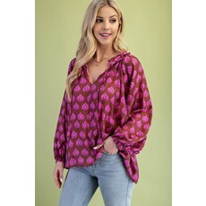 Gigio Gigio Printed Blouse with Adjustable Tie String