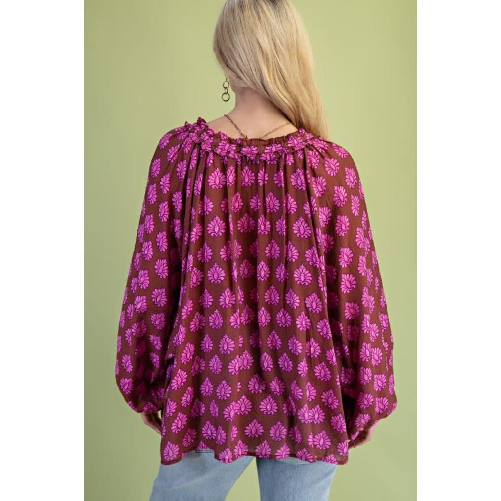 Gigio Gigio Printed Blouse with Adjustable Tie String